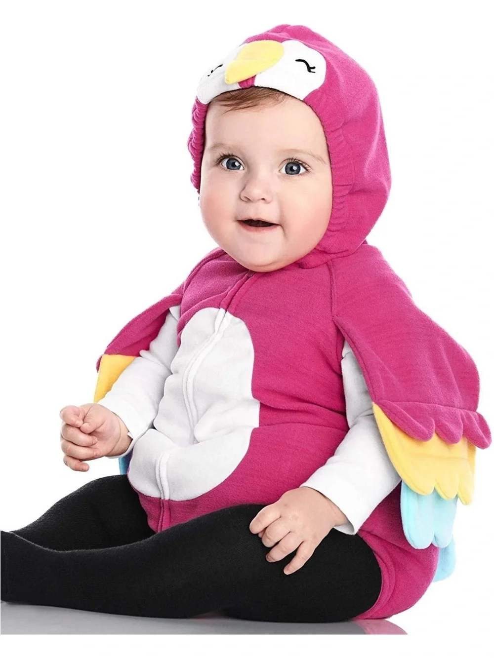 Carter’s Baby Girl Hot Pink Bubble Parrot Bird Hoodie Halloween Costume 6-9 mo